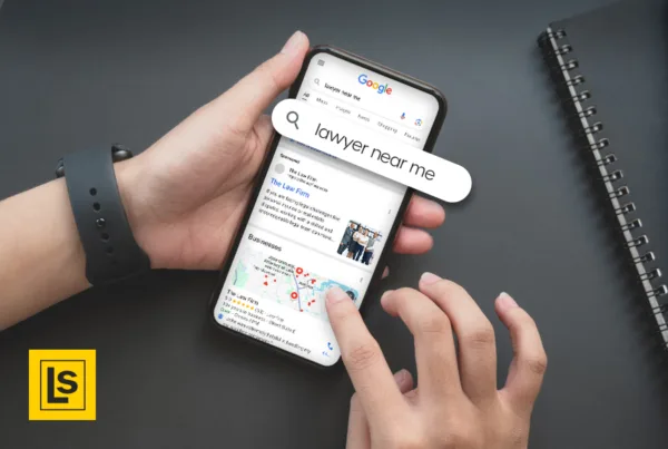 Potential legal client searches on their mobile phone for "lawyer near me."